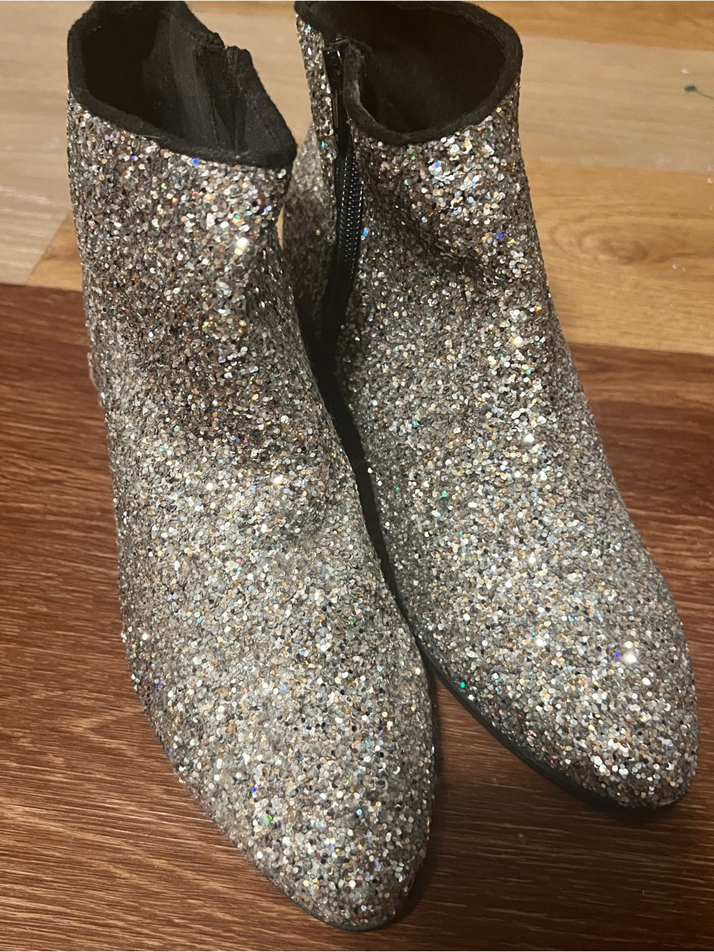 Old Navy Silver Glitter Ankle Booties